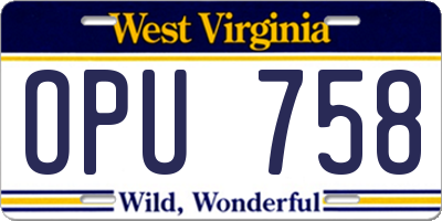 WV license plate OPU758