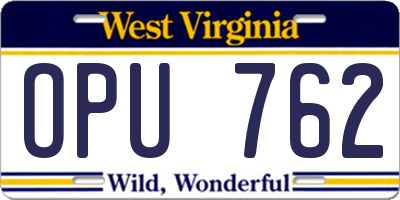 WV license plate OPU762