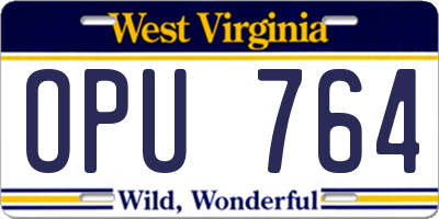 WV license plate OPU764