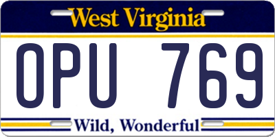WV license plate OPU769