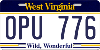 WV license plate OPU776