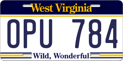 WV license plate OPU784