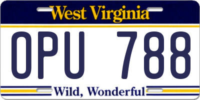 WV license plate OPU788