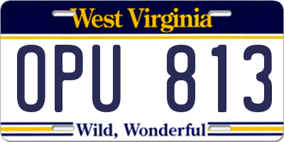 WV license plate OPU813