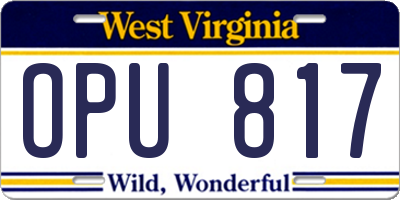 WV license plate OPU817