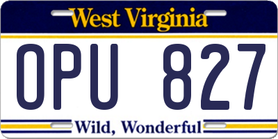 WV license plate OPU827