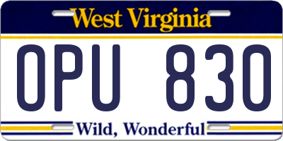 WV license plate OPU830