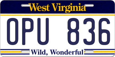 WV license plate OPU836