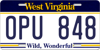 WV license plate OPU848