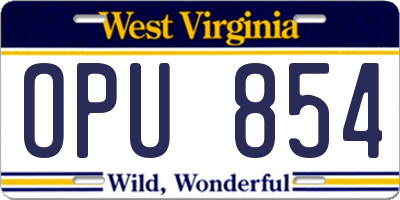 WV license plate OPU854