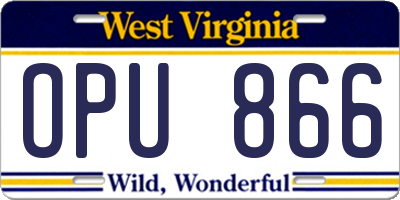 WV license plate OPU866
