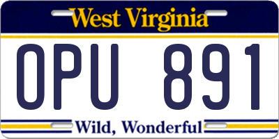 WV license plate OPU891