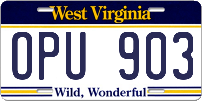 WV license plate OPU903