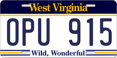 WV license plate OPU915