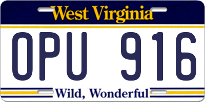 WV license plate OPU916