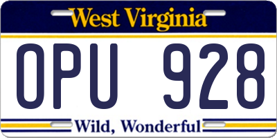 WV license plate OPU928