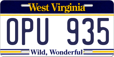WV license plate OPU935