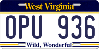 WV license plate OPU936