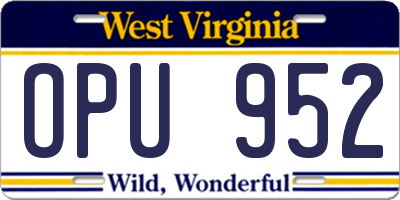 WV license plate OPU952