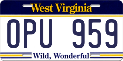 WV license plate OPU959