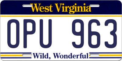 WV license plate OPU963