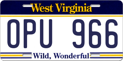 WV license plate OPU966