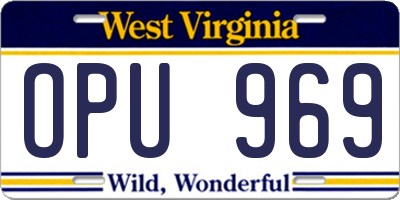 WV license plate OPU969