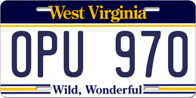 WV license plate OPU970