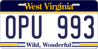 WV license plate OPU993