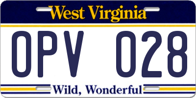 WV license plate OPV028