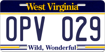 WV license plate OPV029