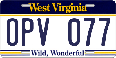 WV license plate OPV077