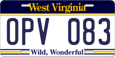 WV license plate OPV083