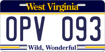WV license plate OPV093