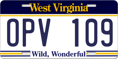 WV license plate OPV109