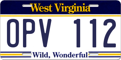 WV license plate OPV112