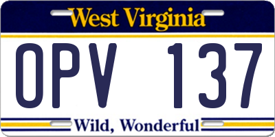 WV license plate OPV137