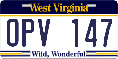 WV license plate OPV147