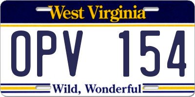 WV license plate OPV154