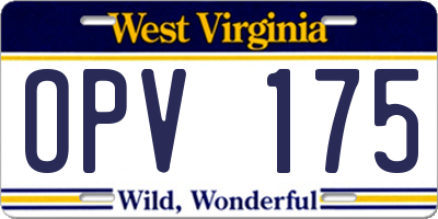 WV license plate OPV175