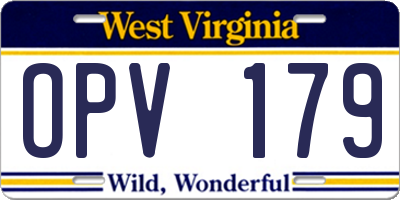 WV license plate OPV179