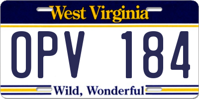 WV license plate OPV184