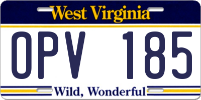 WV license plate OPV185