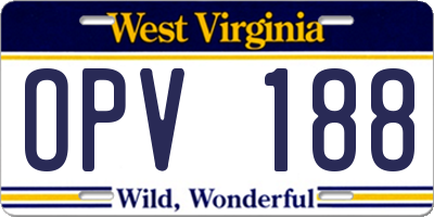 WV license plate OPV188