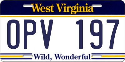 WV license plate OPV197