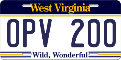 WV license plate OPV200