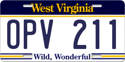 WV license plate OPV211
