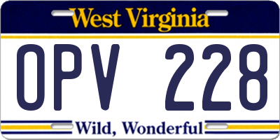 WV license plate OPV228