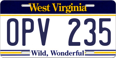 WV license plate OPV235
