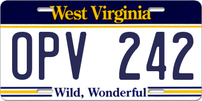 WV license plate OPV242